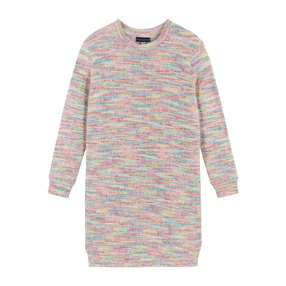 Andy & Evan Girls’ Multicolor Fuzzy Knit Long Sleeve Dress sz 8
